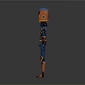 3D Rendered Mechanical Character With Blue Orange Armor Helmet And Limb Structure Design