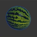 Fresh Ripe Watermelon With Green And Yellow Stripes On Smooth Surface