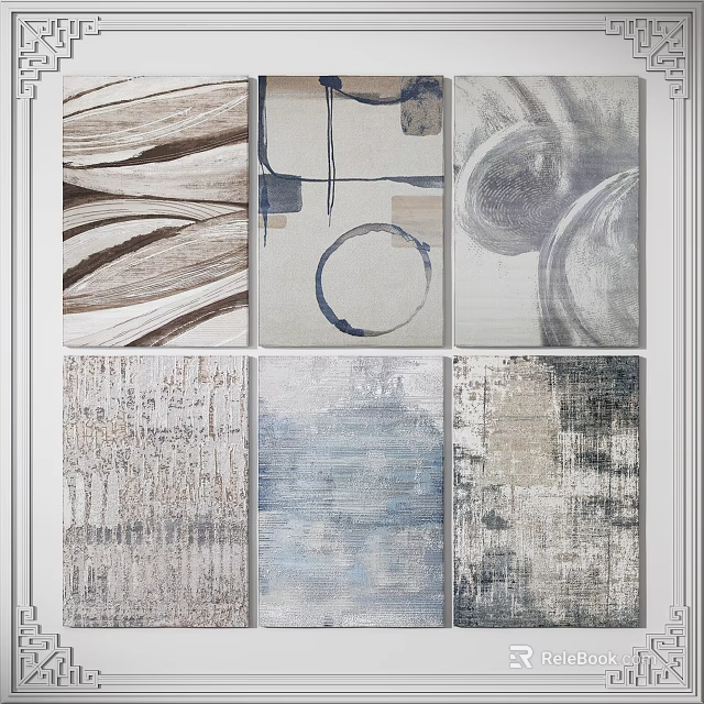 Square Rugs With Abstract Patterns Various Textures And Neutral Color Tones Design 3d model