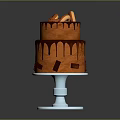 Delicious Two Tier Orange Cake With Chocolate Drizzle And Top Decorations On White Cake Stand