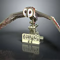 Eastern Grass Owl 3D Model Figure With Spread Wings And Detailed Stand