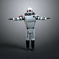 Futuristic Robot Character With Silver Armor White Suit And Red Accents Arms Outstretched