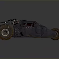 Batmobile With Armored Exterior Large Off Road Tires And Red Tinted Windows