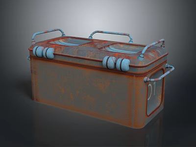 Heavy Duty Industrial Rusty Metal Equipment Container With Dual Handles And Valves 3d model