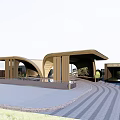 Community entrance gate 3d model