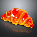 Freshly Baked Golden Croissant With Shiny Glaze Warm Orange Color And Crispy Texture