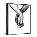 Intertwined Hands Black and White Detailed Sketch Artwork for Home Decor