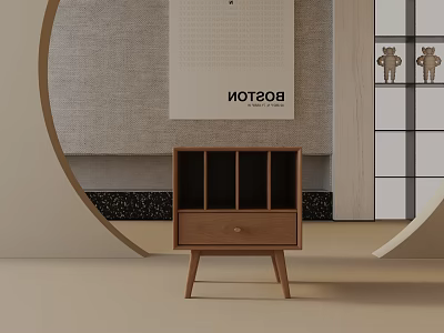 Modern Wooden Side Table With Drawer And Open Shelves For Minimalist Interior Design 3d model