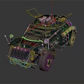 Vintage Military Vehicle With Camouflage Paint Open Top Hatch Antenna And Red Insignia