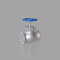 Industrial Stainless Steel Valve Featuring Blue Handle And Flange Design