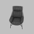 Comfortable Modern Upholstered Single Sofa With Armrest And Black Metal Legs 3d model