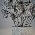 Transparent Textured Vase With White Star Shaped Flowers On Simple Grey Background