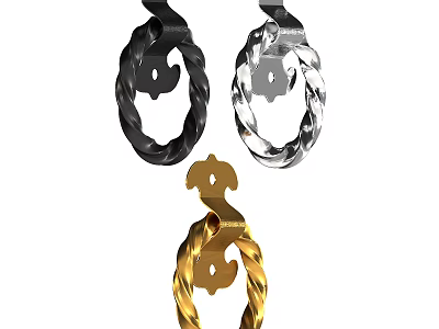 Black Silver and Gold Door Handles with Twisted Design for Home Interior 3d model