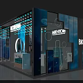 BIOTHERM Store Display Featuring Blue Background Large Bottle And Product Shelves