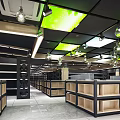 Modern Supermarket Department Store Interior with Organized Shelves and Bright Lighting Design