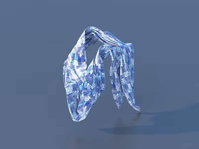 Elegant Translucent Blue White Crystal Like Curved Decorative Ornament For Home 3d model