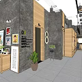 Modern Retail Interior Space With Gray Walls Wooden Decor Wall Photos And Green Plants