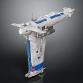 Detailed Gray Blue Sci Fi Spaceship Model With Wings And Antennas 3d model