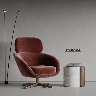 poliform modern leisure chair floor lamp 3d model