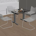 Modern Glass Top Negotiation Table With Transparent Chairs For Office 3d model