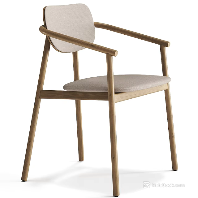 Modern Comfortable Leisure Chair With Wooden Frame Padded Seat And Armrests 3d model 