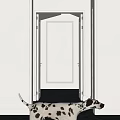 Active Reptile Lizard Crawling In Corridor With White Door And Gray Walls