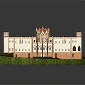 Exquisite Detached Villa with Red Roof White Walls Spire and Lush Green Lawn Exterior Design