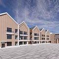 Modern Multi story School Building With Wooden Exterior Row Design And Spacious Plaza