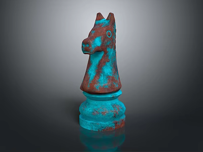 Chess Knight Piece With Blue Green Red Vintage Design For Board Game Entertainment 3d model