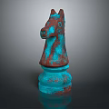 Chess Knight Piece With Blue Green Red Vintage Design For Board Game Entertainment