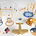 Colorful Outdoor Playground Equipment With Swings Climbing Frames Spinning Toys Slides And Airplane Shapes