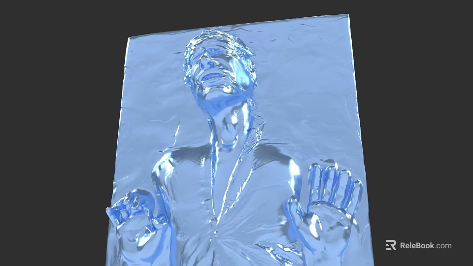 Game and Movie Character Blue Transparent Humanoid Sculpture With Outstretched Hands Smooth Texture 3d model 