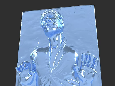 Game and Movie Character Blue Transparent Humanoid Sculpture With Outstretched Hands Smooth Texture 3d model