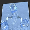 Game and Movie Character Blue Transparent Humanoid Sculpture With Outstretched Hands Smooth Texture 3d model