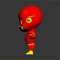 Red Cartoon Superhero Character Featuring Big Blue Eyes Yellow Lightning Symbol And Outstretched Arms