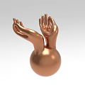 Elegant Copper Decorative Ornament Set With Stretching Hands And Sphere