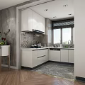 Modern Kitchen Interior With White Cabinets Window View Countertop And Appliances 3d model