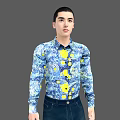 Men with Inch Head Men with Shirts Men with Jeans Men with Bound Bones Standing Animation 3d model
