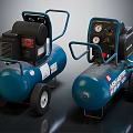 Portable Blue Wheeled Air Compressors With Control Panels And Industrial Design
