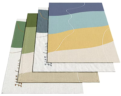 Modern square carpet fabric pile carpet 3d model