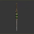 Rustic Weapon With Wooden Grip Metal Barrel Green Wrapped Accents And Handcrafted Design