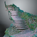 Natural Stone Stairs in Outdoor Setting with Lush Greenery and Weathered Steps