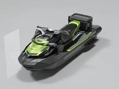 Black And Green Jet Ski With Modern Streamlined Design Seats And Control Console 3d model