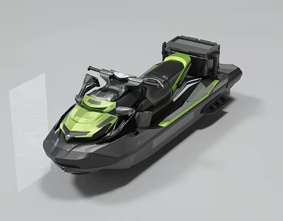 Black And Green Jet Ski With Modern Streamlined Design Seats And Control Console 3d model