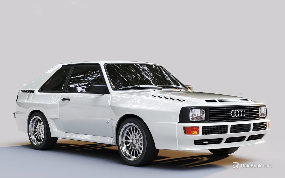 White Classic Audi Car With Sleek Body And Alloy Wheels 3d model 