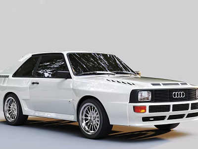 White Classic Audi Car With Sleek Body And Alloy Wheels 3d model