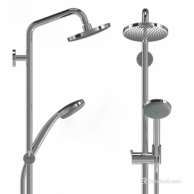 Modern Chrome Shower System With Rainfall Head And Handheld Sprayer Design 3d model 
