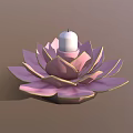 Lotus Shaped Candle Lamp with Pink Petals Gold Edges and White Candle Centerpiece
