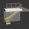 Modern Wooden Staircase With Railing Platform Transparent Support And Minimalist Design
