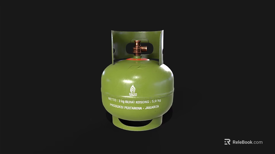 Green 15kg Gas Cylinder From Nigeria Petroleum Marketing As Household Item 3d model 